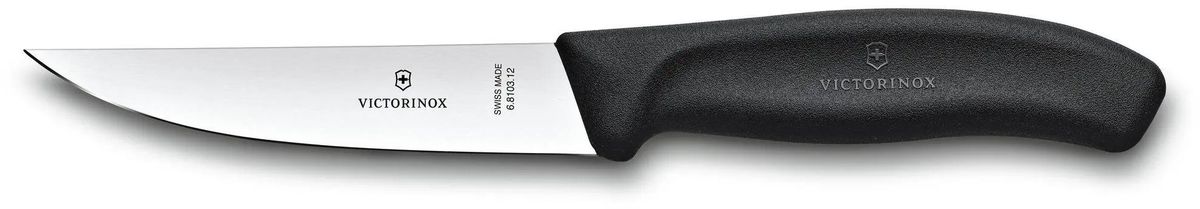 Нож кухонный Victorinox Swiss Classic, разделочный, 120мм, заточка прямая, стальной, черный [6.8103.12b]